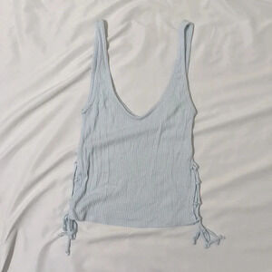 Urban Outfitters Side-Tie Ribbed Tank Top, Color Turquoise Size Various